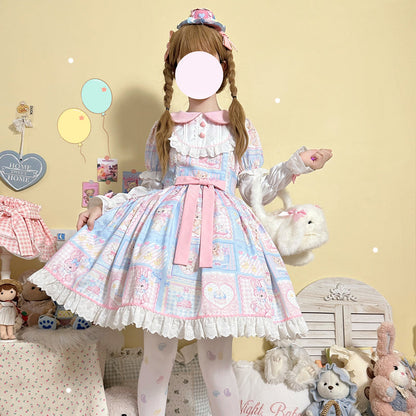 Hanguliang - Sweet Bunny Bear - Sweet Lolita Dress Long Sleeve Winter Lolita OP