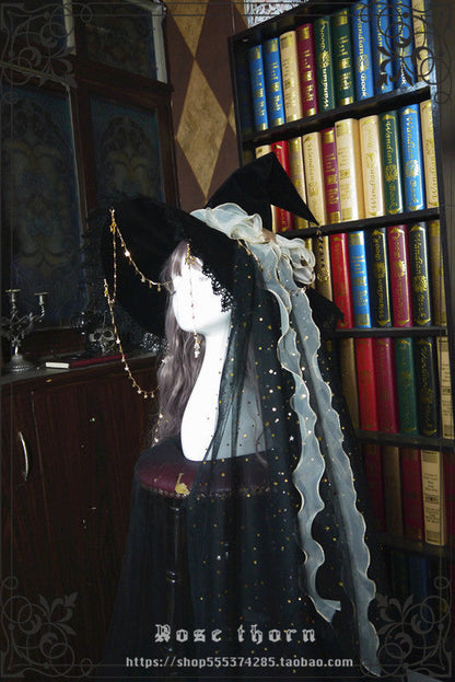 Rose Thorn - Twinkle Veil Lolita Halloween Witch Hat