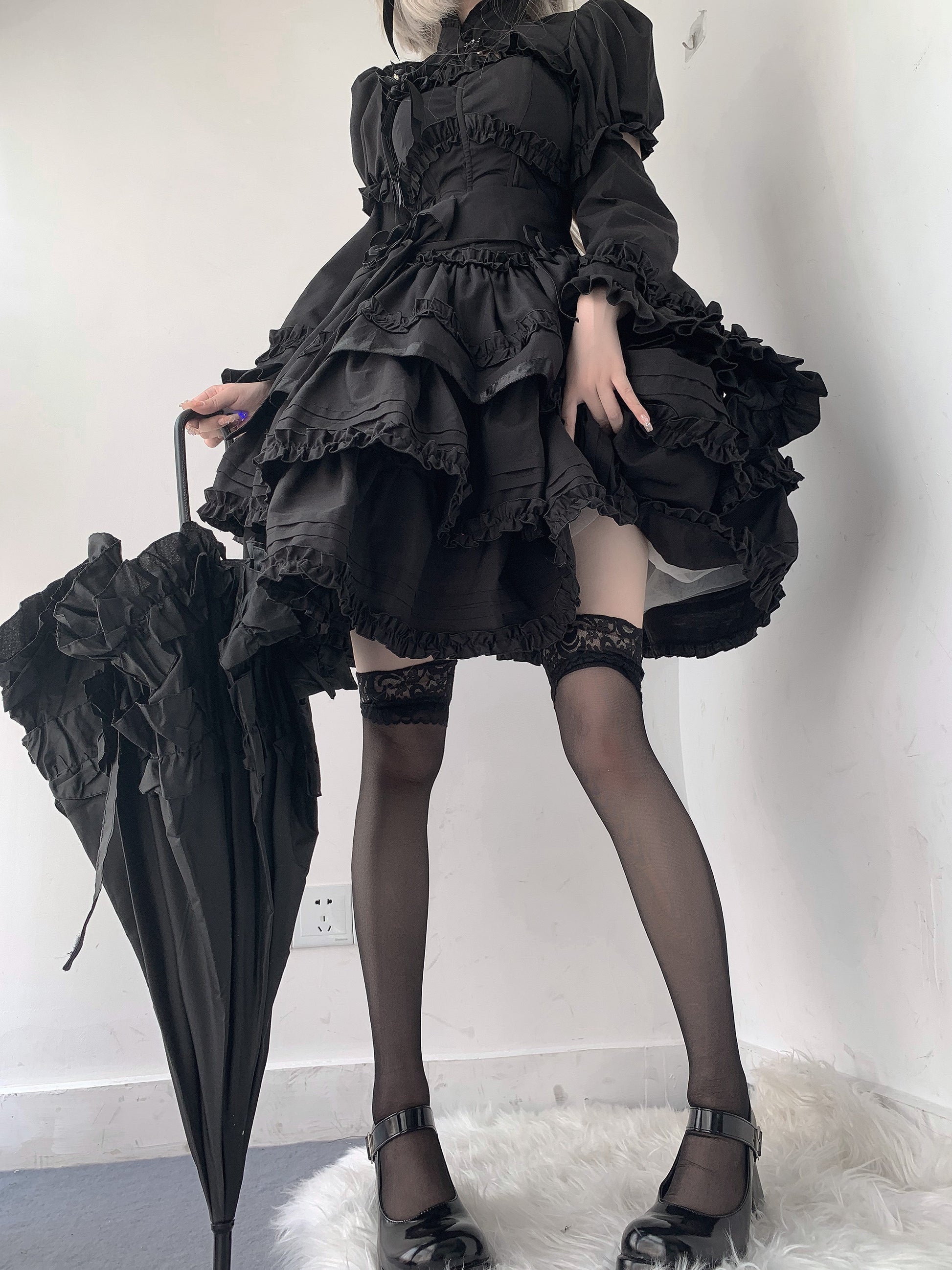 Mengfuzi - LiLith - Christmas Gothic Lolita JSK Dress, Short Sleeve Bolero