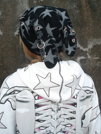 Rebellious Rabbit Five-pointed Star Knitted Cap【s0000004220】