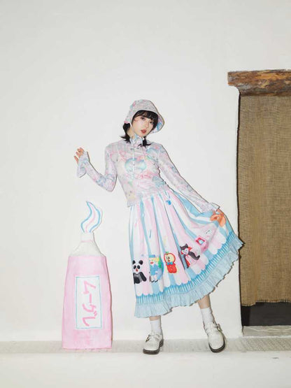 Hand-drawn printed skirt【s0000010071】