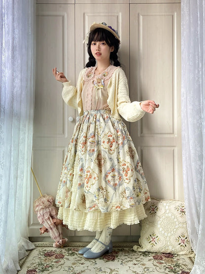 Miss Point - Cat Rose Tea - Sweet Lolita Skirt with Cute Prints Customized Size