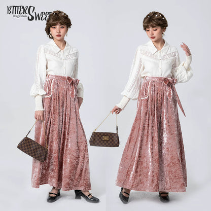 Bitter Sweet - Late Spring - Vintage Lolita Shirt Lace Long Sleeve Blouse
