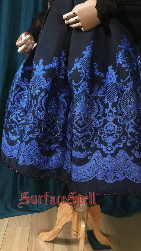 Surface Spell - Nocturne - Custom Gothic Lolita Dress Brocade Puff Sleeve Dress