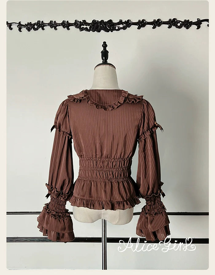 Alice Girl - Bear Chocolate Bar - Kawaii Lolita Blouse, Long Sleeve