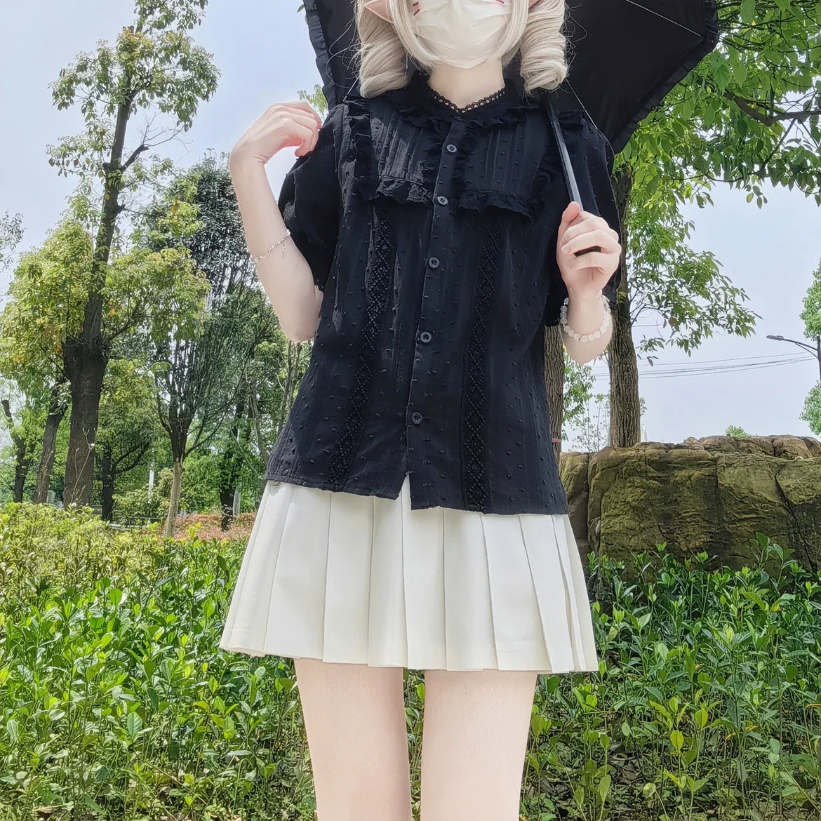 DMFS Lolita - Sweet Lolita Blouse Cotton Summer Short Sleeve Shirt