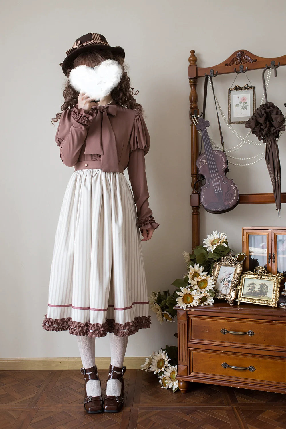 Miss Point - Classical Chocolate - Classic Lolita Skirt Elegant Striped SK