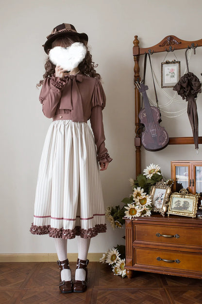 Miss Point - Classical Chocolate - Classic Lolita Skirt Elegant Striped SK