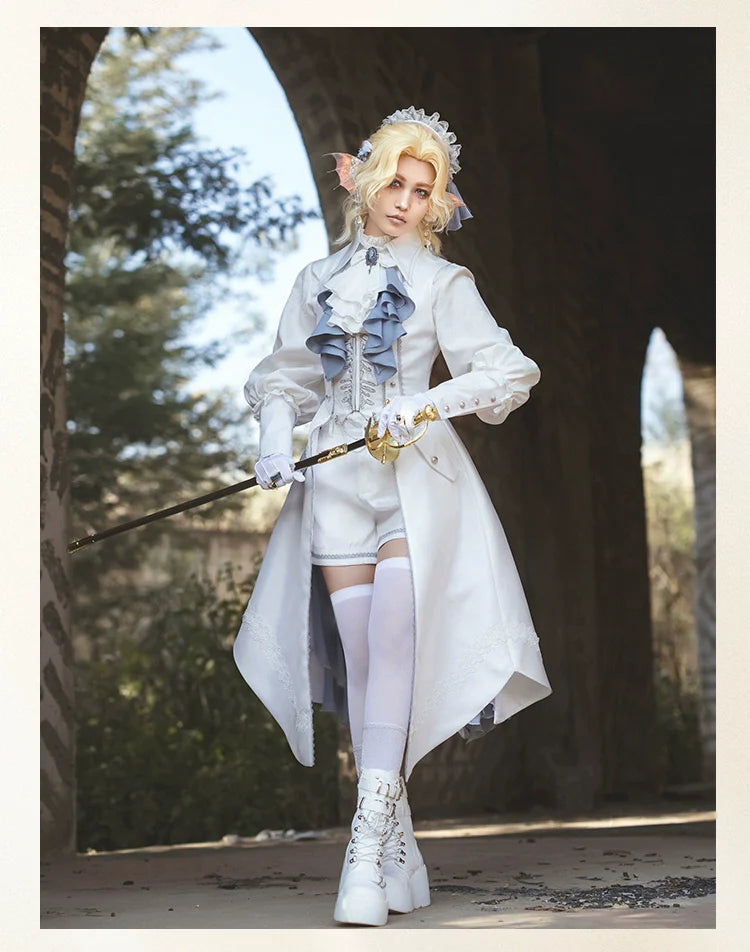 Forest Fluorescent Carps - Crumbling Skeleton - Ouji Lolita Fishbone Embroideried Vest, Prince Pants Suits