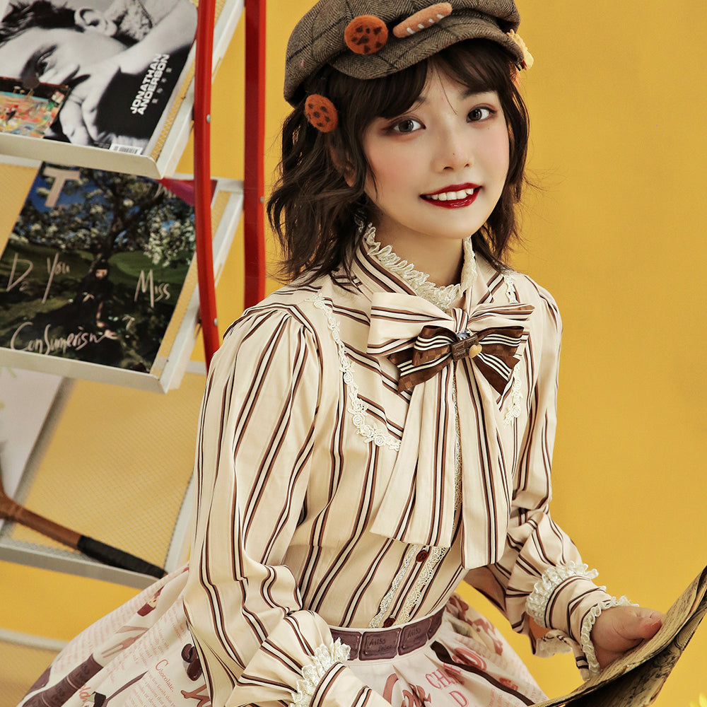 Miss Point - Chocolate Daily Light Sweet Stripe Lolita Blouse