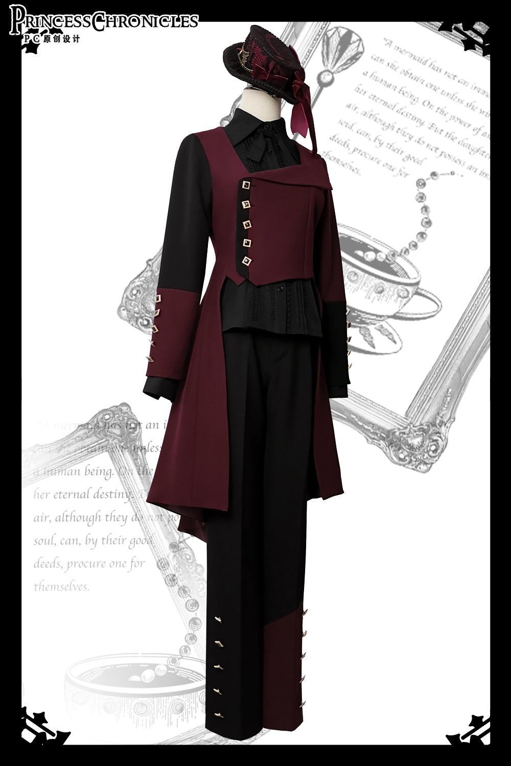 Princess Chronicles - Red and Black - Retro Ouji Lolita Handsome Black Pants