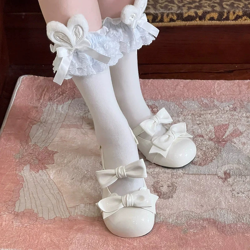 Beauty Bunny - Kawaii Lolita Shoes Low Heels Round Toe PU Shoes