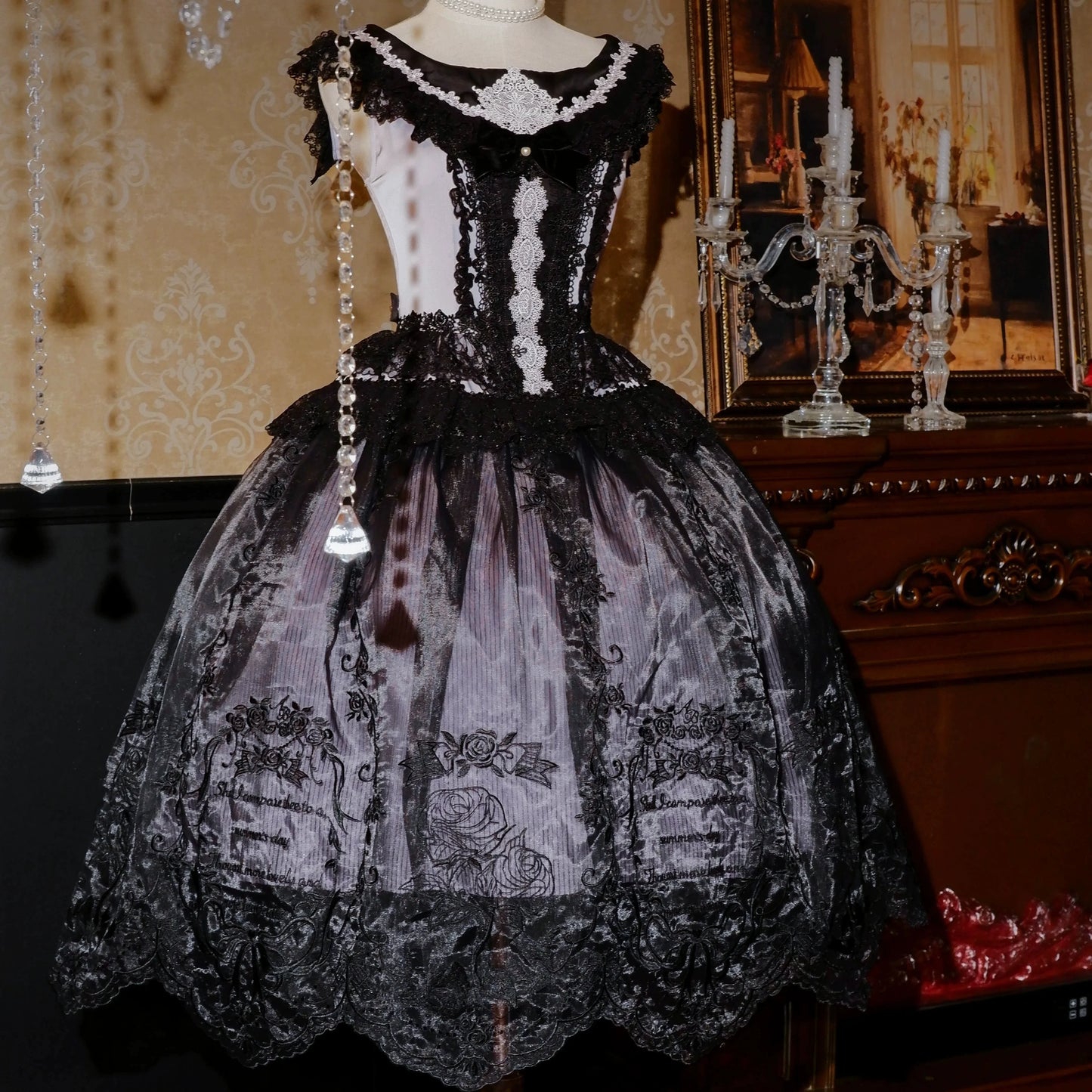 AuroraBorealis - Moonshadow - Gorgeous Wedding Lolita Dress Set Embroidered JSK SK and Bodice
