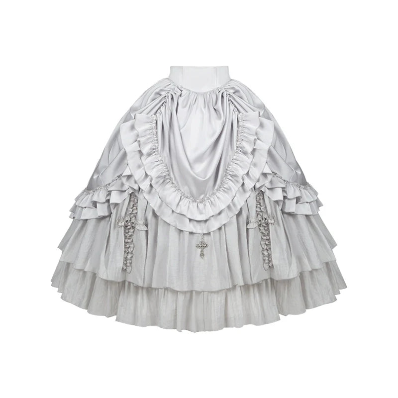 With PUJI - Letter and Poetry ﾂｷ Humanoid Robot - Silver Gothic Lolita Mermaid Skirt Set