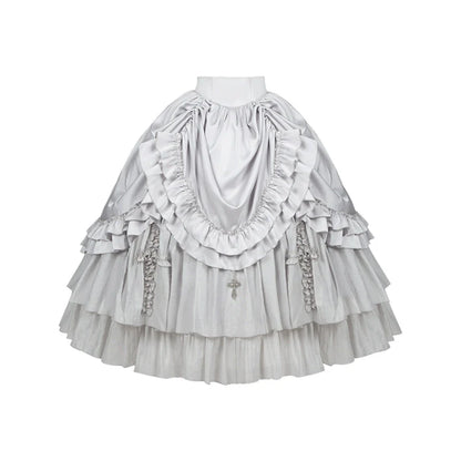 With PUJI - Letter and Poetry ﾂｷ Humanoid Robot - Silver Gothic Lolita Mermaid Skirt Set