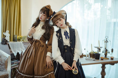 Miss Point - Rose Doll - Elegant Lolita Striped Fishbone Skirt