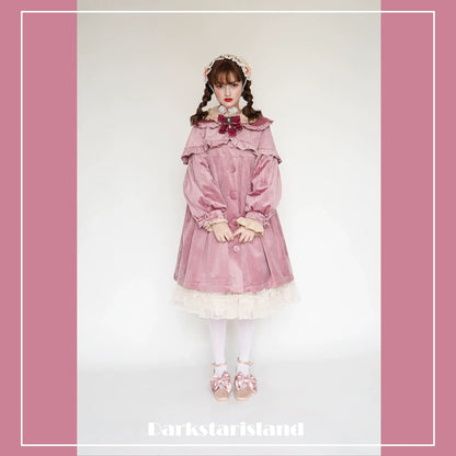 Dark Star Island - Winter Lolita Cape Velvet Antique Lolita Coat
