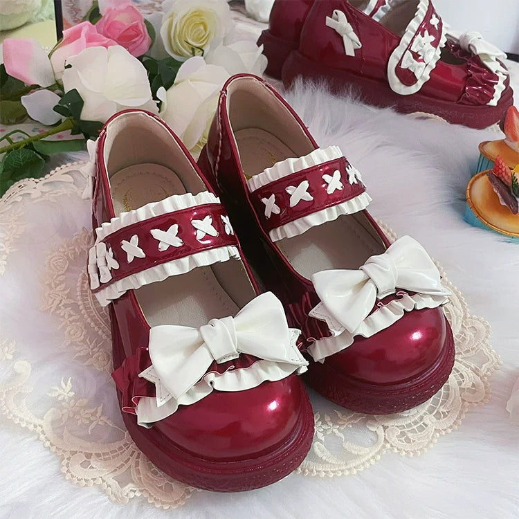 Fairy Godmother - Cute Lolita Shoes Bow Candy-Colored Lolita Flat Shoes