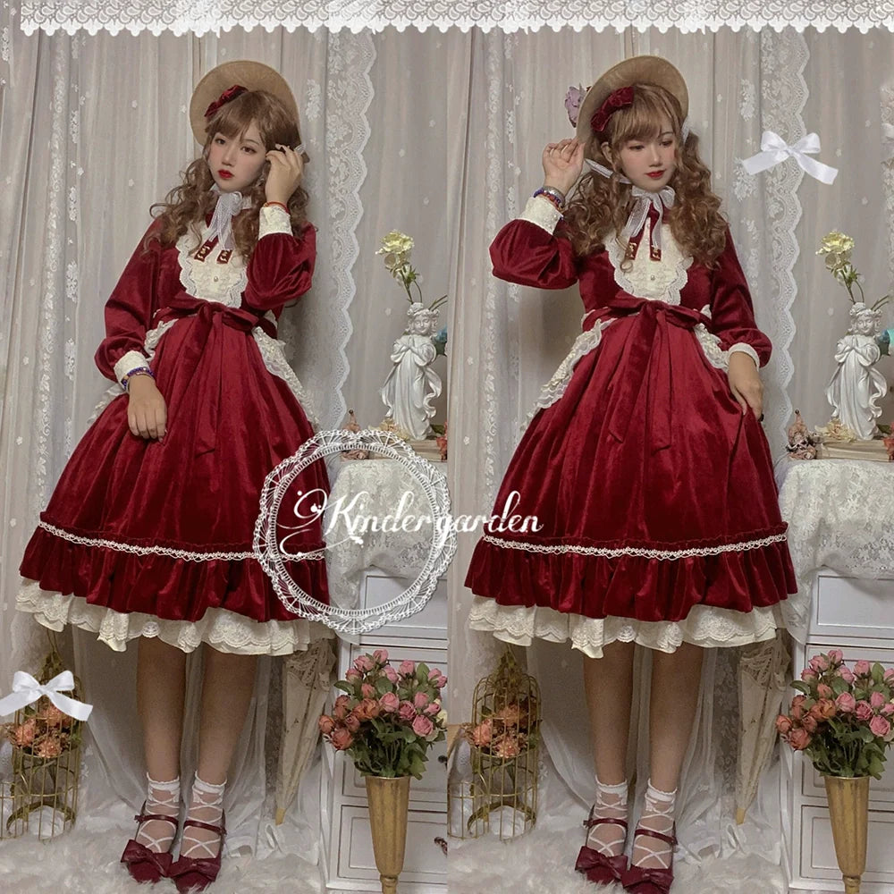 Miss Point - Customized Lolita Dress Vintage Elegant Velvet OP Dress
