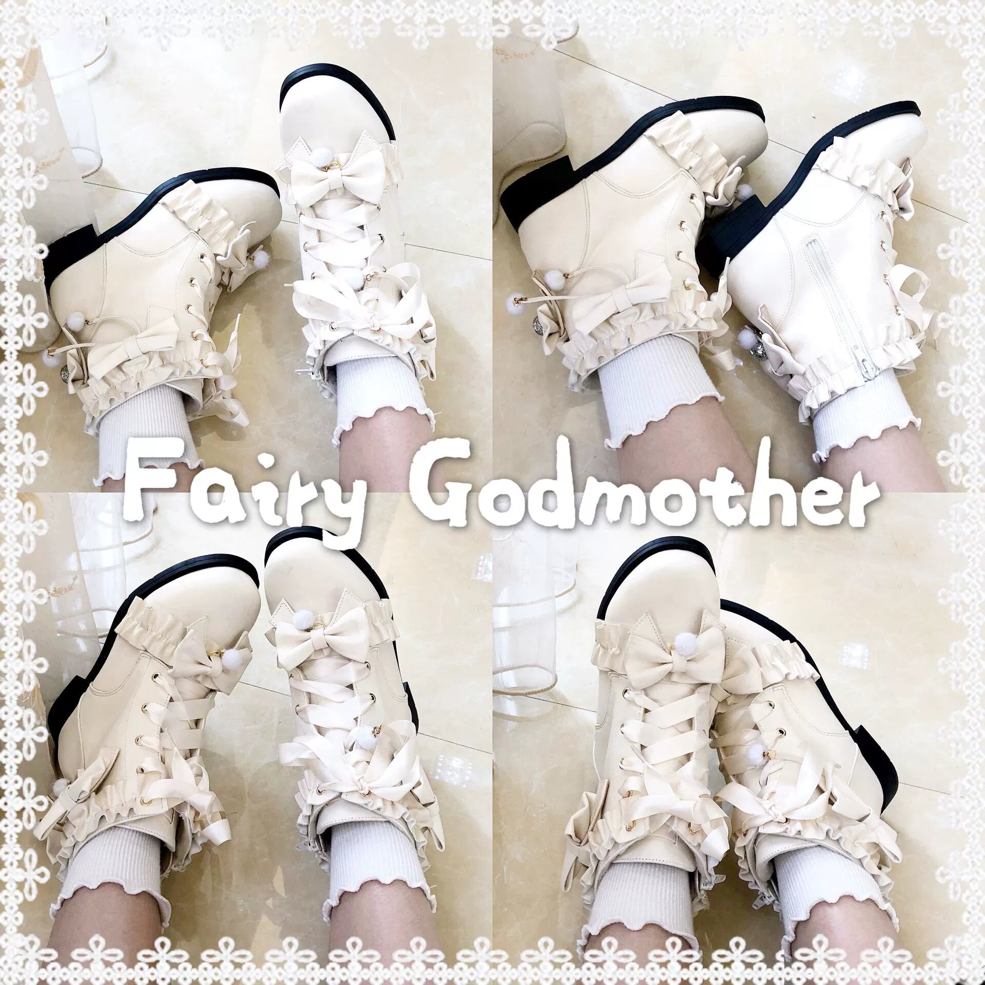 Fairy Godmother - Enthusiastic Ideation - Elegant Lolita Shoes Fleeced Short Martin Boots