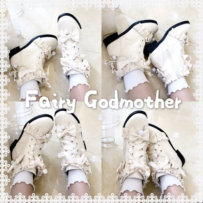 Fairy Godmother - Enthusiastic Ideation - Elegant Lolita Shoes Fleeced Short Martin Boots