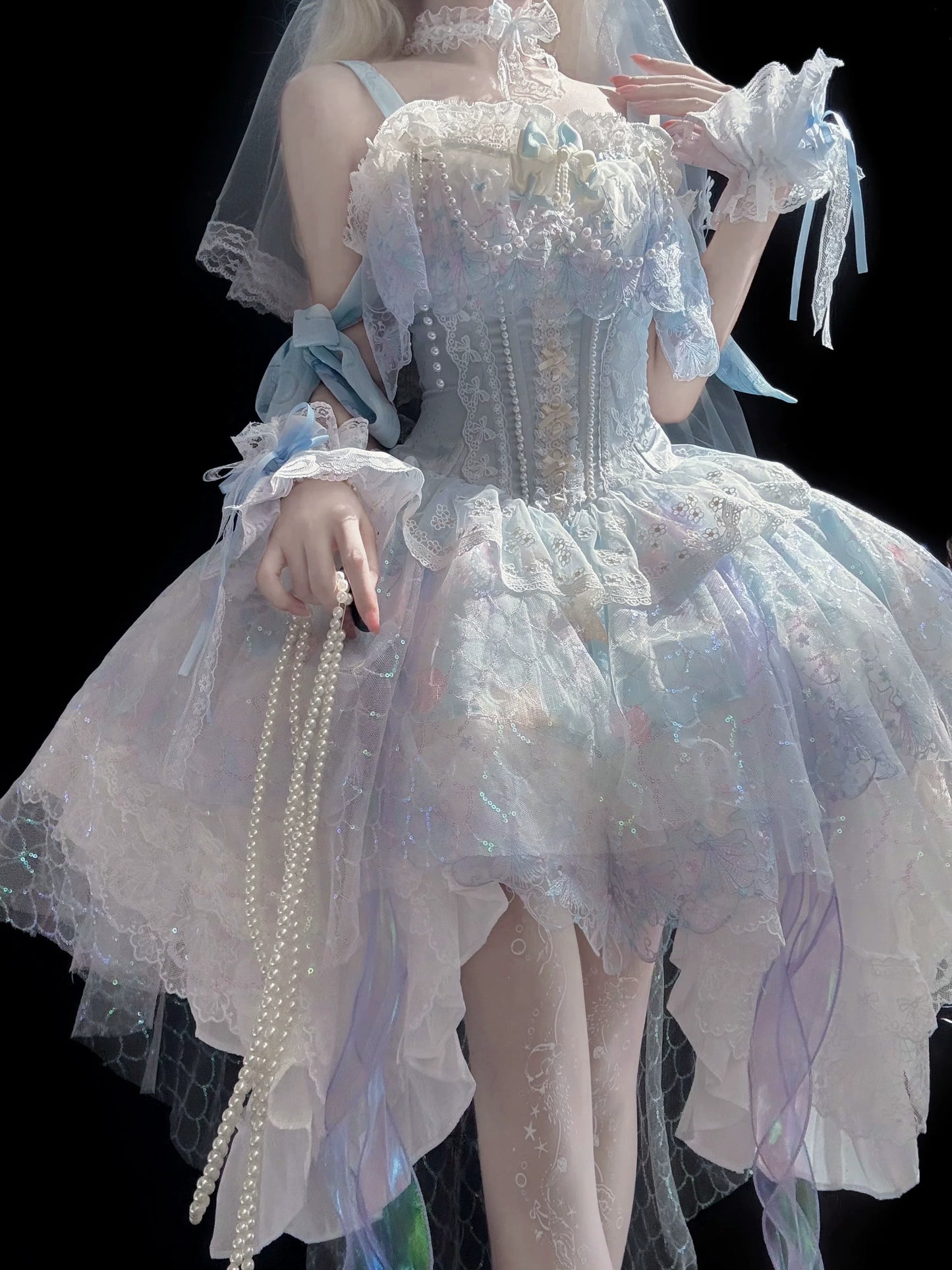 Qianmu - MermaidTears - Wedding Lolita JSK Dress, Ocean Theme