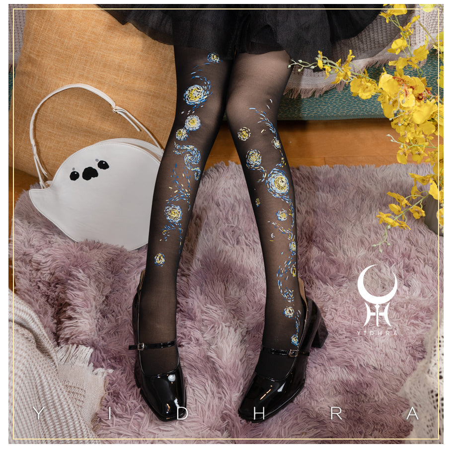 Yidhra - Van Gogh · Starry Sky - Classic Printed Lolita Pantyhose