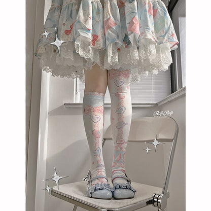 Roji roji - Macaron Printed Lolita Knee Stockings