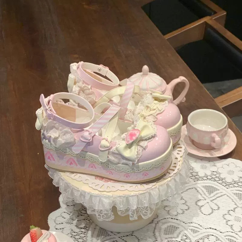 Aimee - Strawberry Limited - Sweet Lolita Platform Shoes Girlish Shoes