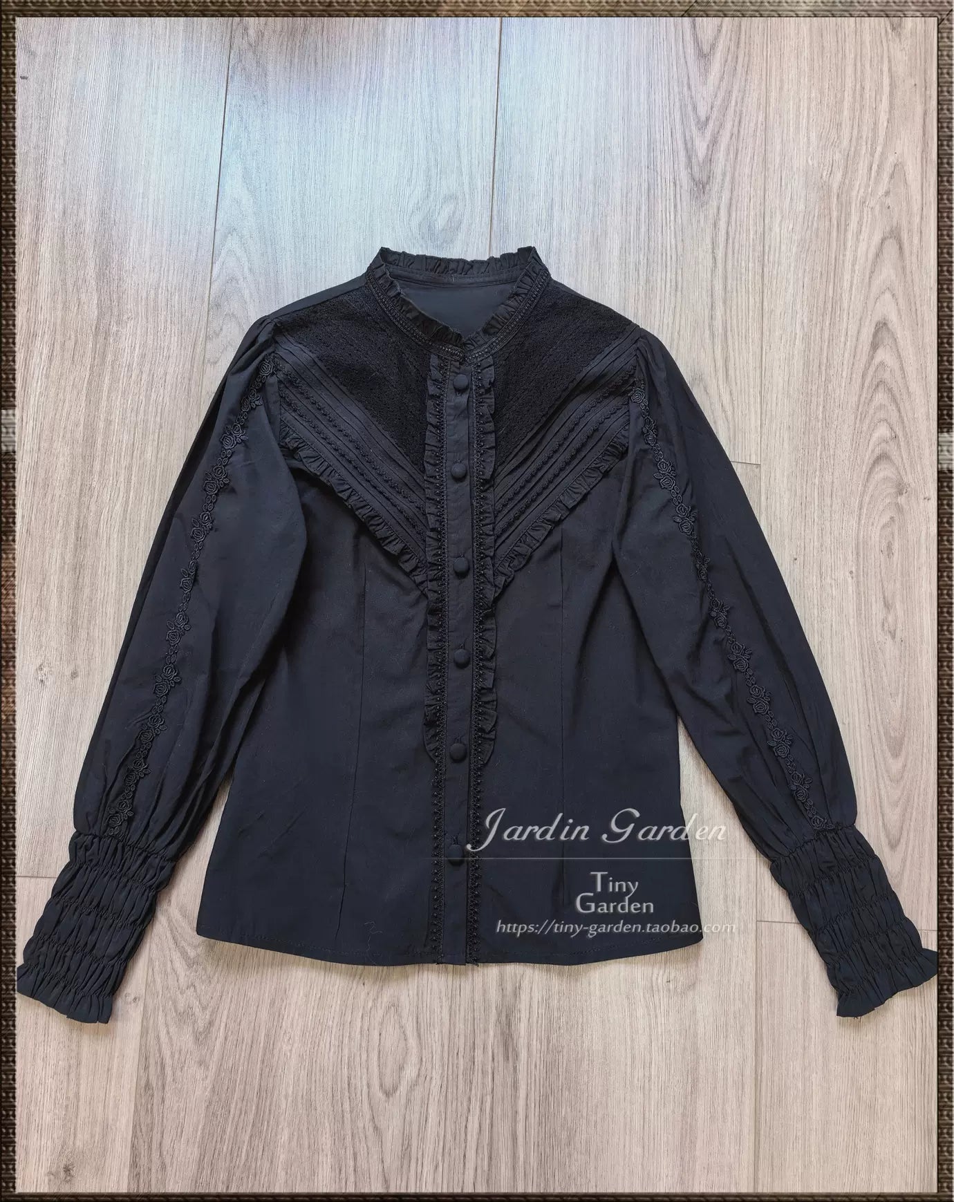 Tiny Garden - Black Forest Garden - Classic Lolita Blouse Mutton Leg Sleeves Stand Collar Shirt