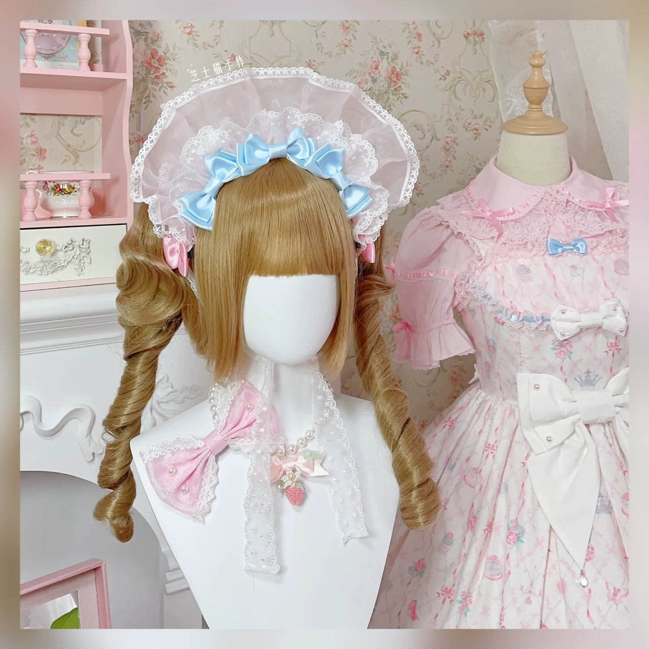 CheeseCat - Sweet Lolita Bonnet Organza Bow Headdress