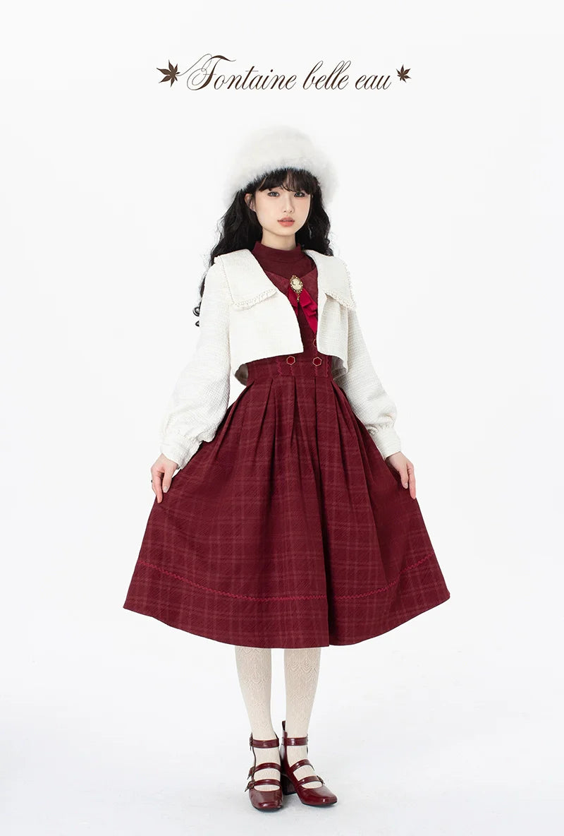 ZeeYe - Maple Dan Bai Lu - Classic Lolita Plaid Dress Long Sleeved OP