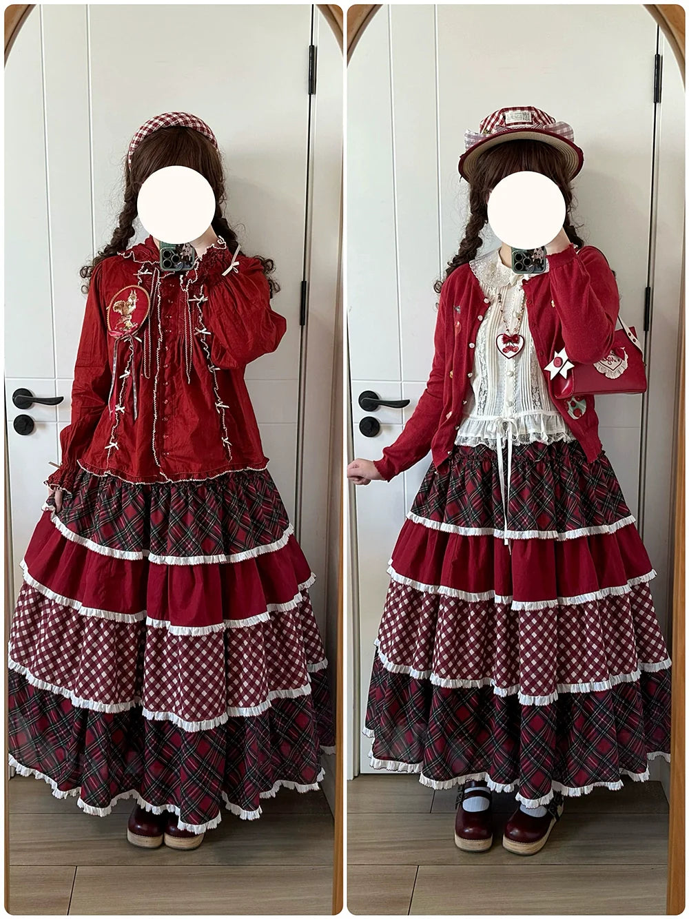 Miss Point - Forest Berry Bunny - Sweet Lolita Plaid Skirt Tiered Ruffles Spring SK