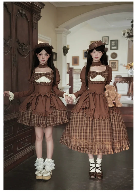 With PUJI - Oak Hymn - Classic Lolita Plaid OP Suit, Side Zipper
