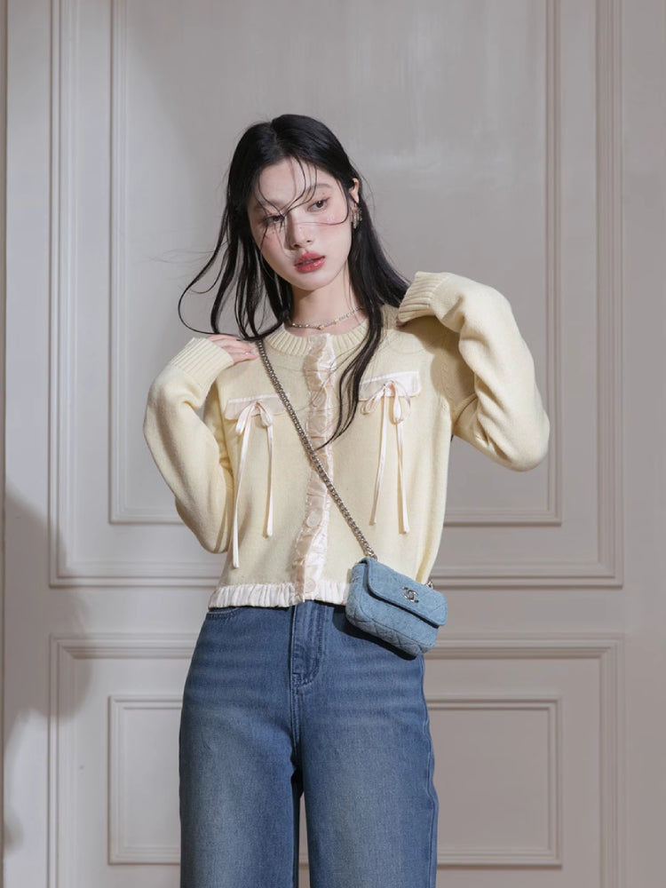 Ribbon wool cardigan【s0000007211】