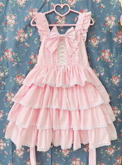 Ilovexiaolu - Princess Tata Kawaii Solid Color Lolita JSK
