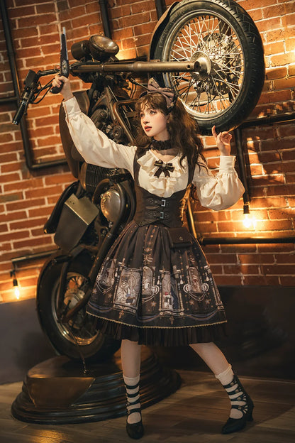 Miss Point - Demon Hunting Notes - Gothic Lolita Cross Print Short Skirt