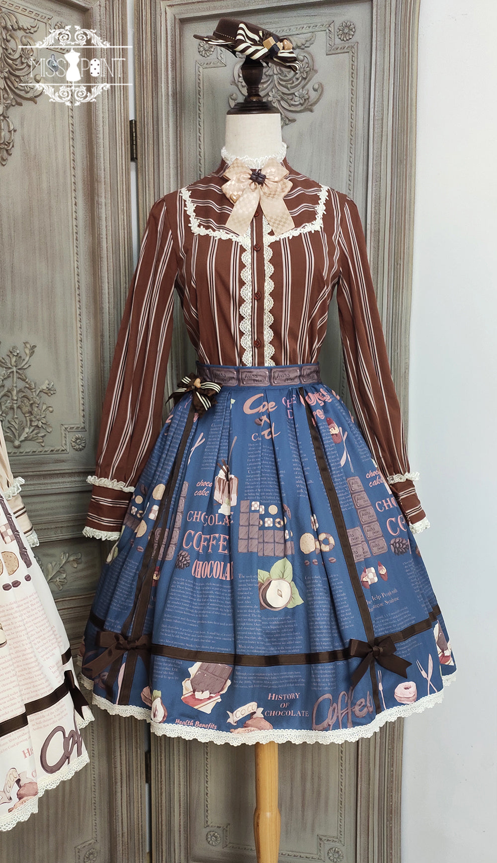 Miss Point - Chocolate Daily Light Sweet Stripe Lolita Blouse