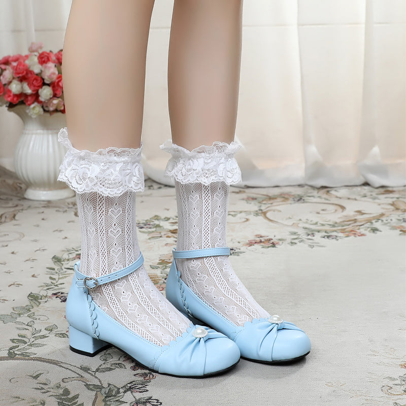 Sosic - Shell Dew - Sweet Lolita Bow Round Toe Shoes