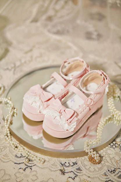 Jiujiu Lolita - Milky Puff - Sweet Lolita Heels Shoes, Round Toe With Petite Wedge