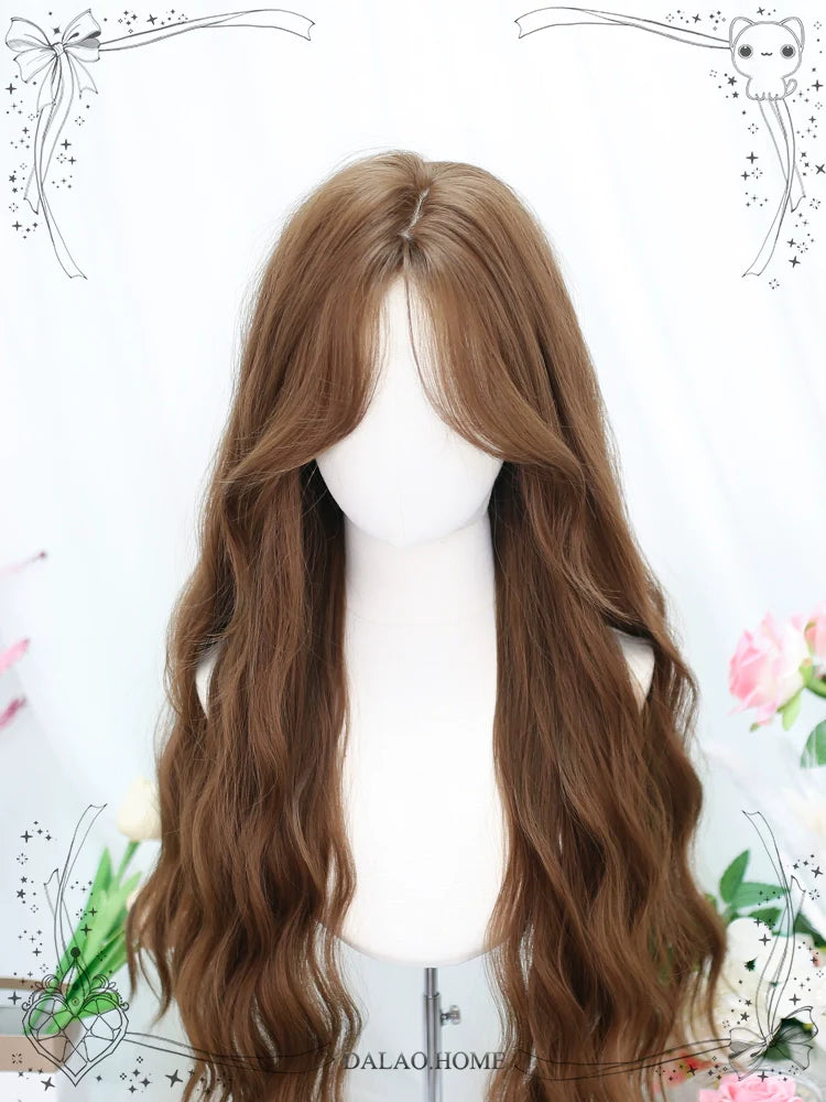 Dalao - Lolita Wig Long Curly Hair With Water Waves French Bangs