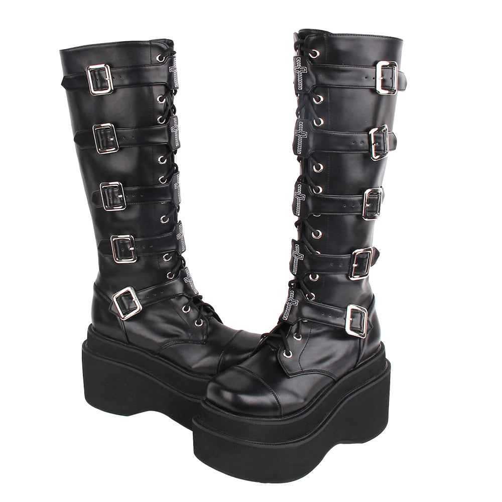 Angelic Imprint - J-fashion Punk Lolita Classic Black High Boots