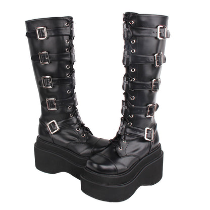 Angelic Imprint - J-fashion Punk Lolita Classic Black High Boots