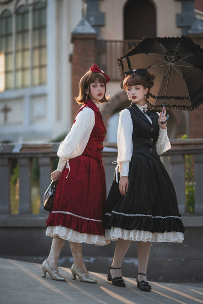 Miss Point - Rose Doll - Retro Lolita Vest Velvet Lolita Waistcoat