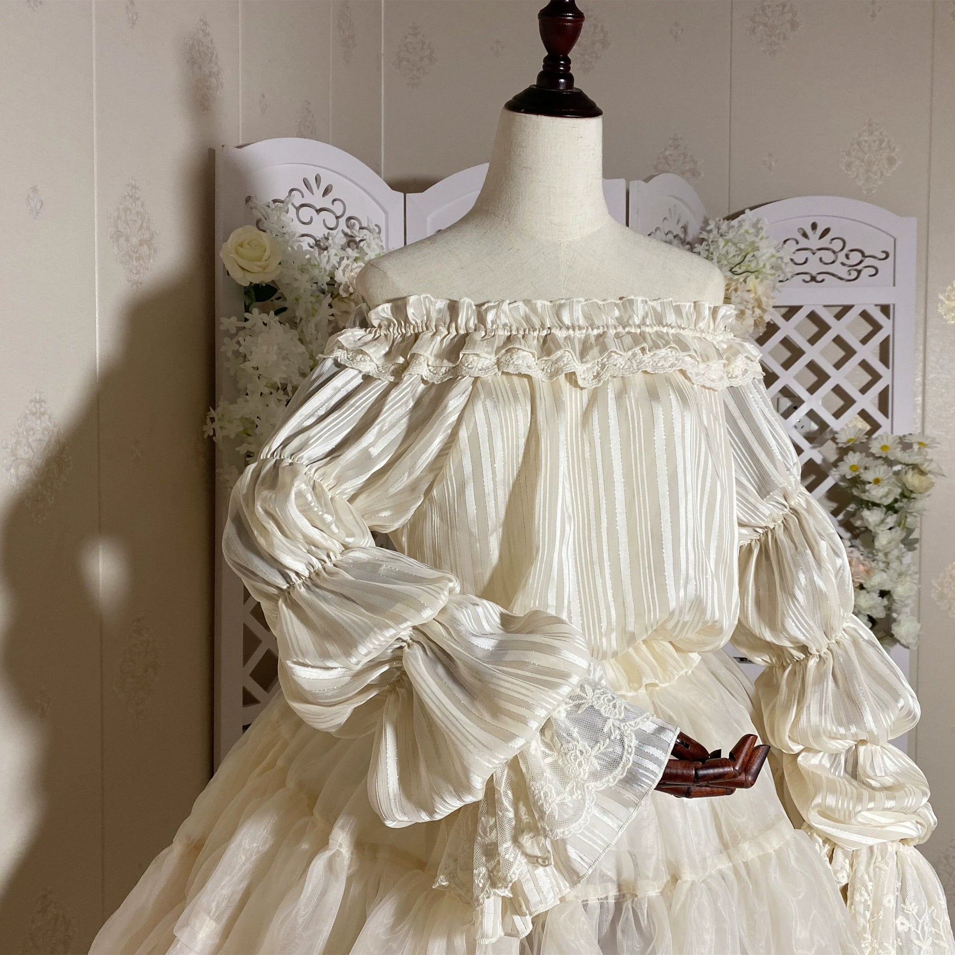 Airfreeing - Wendy - Elegant Lolita Blouse Chiffon Off-Shoulder Virago Sleeve Blouse