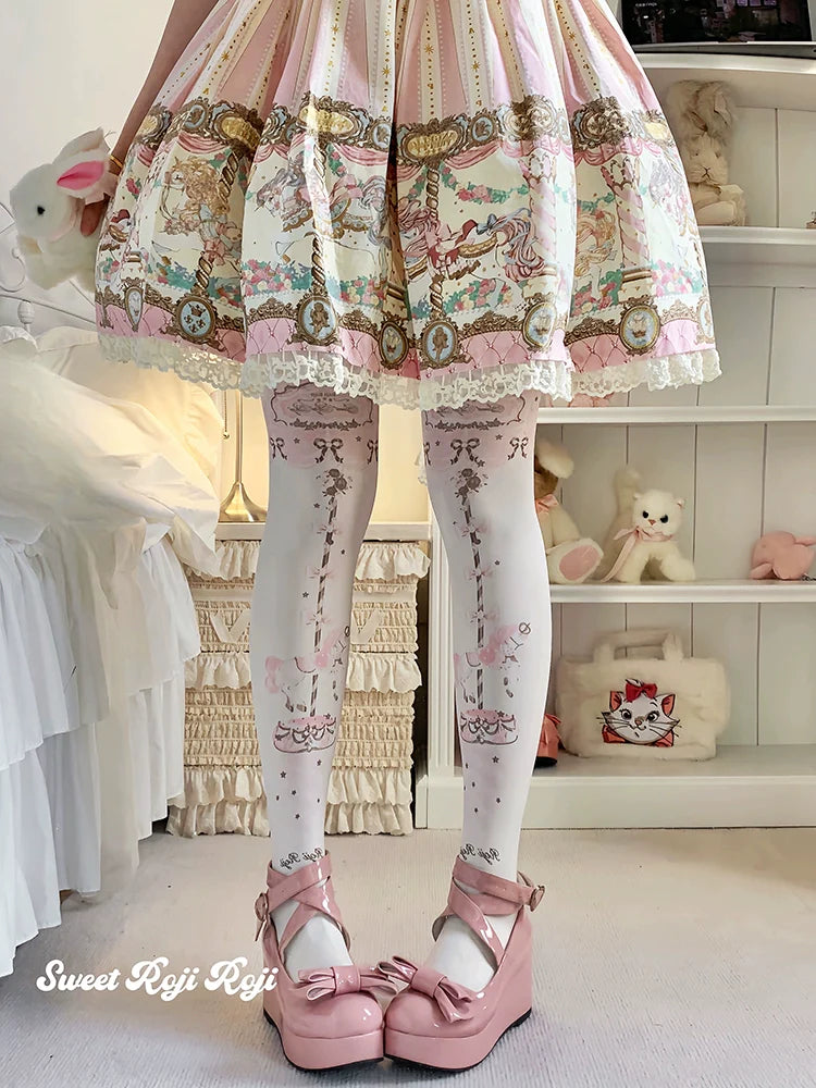 Roji Roji - Sweet Lolita Tights Velvet Printed Lolita Pantyhose