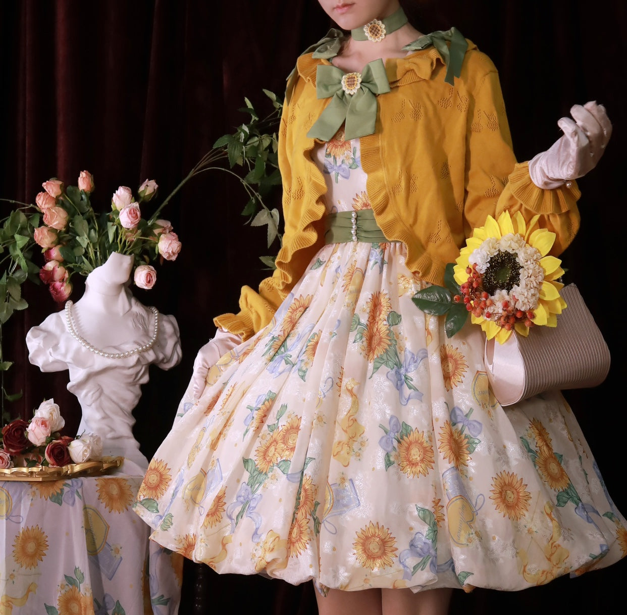 Akiyama Future Studio - Sunflower Print Lolita JSK Dress in Breathable Light Fabric