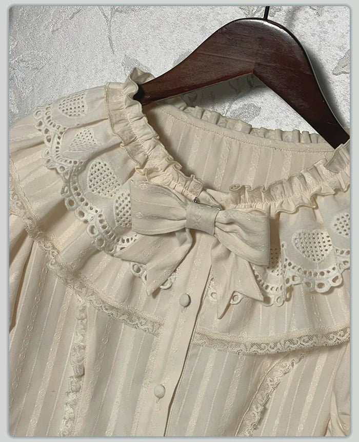 Alice Girl - Sea Salt Fairytale - Sweet Lolita Blouse Short Puff Sleeves Lolita Shirt