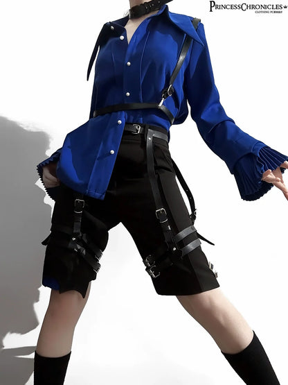 Princess Chronicles - Floating Phantom - Ouji Lolita Shorts Retro Blue Shorts