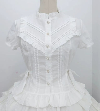 Sweet Angel - Elegant Lolita Short Sleeve Shirt, Waist Defining